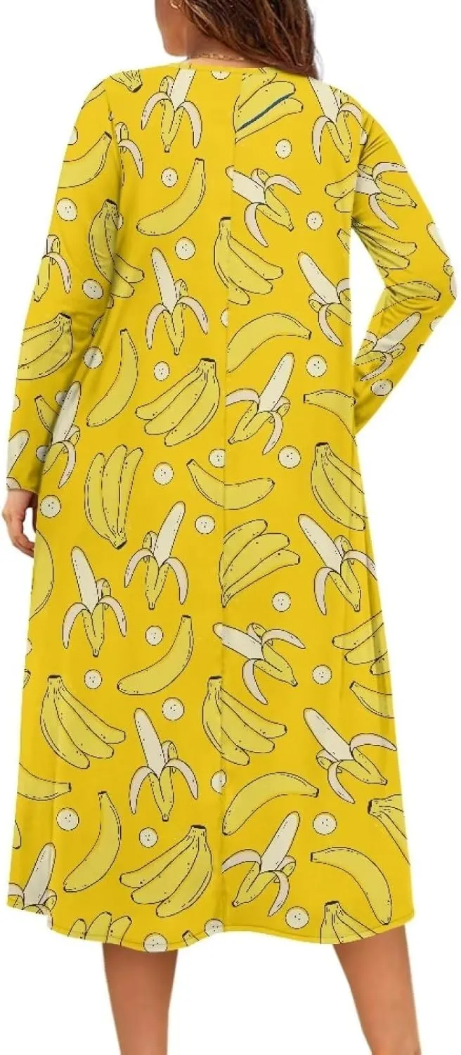 Women's Long Sleeve Oversized Maxi Dress Button Up Casual Style Loose Fall Vacation Dresses with Pockets