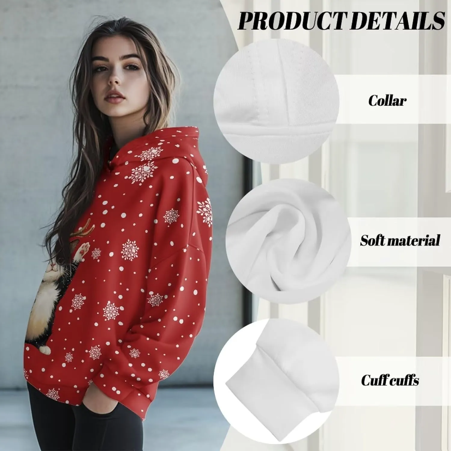 Womens Loose Hoodies Long Sleeve Sweatshirts Fall Outfits Winter Clothes Fashion Outfits, Casual Style S-2XL