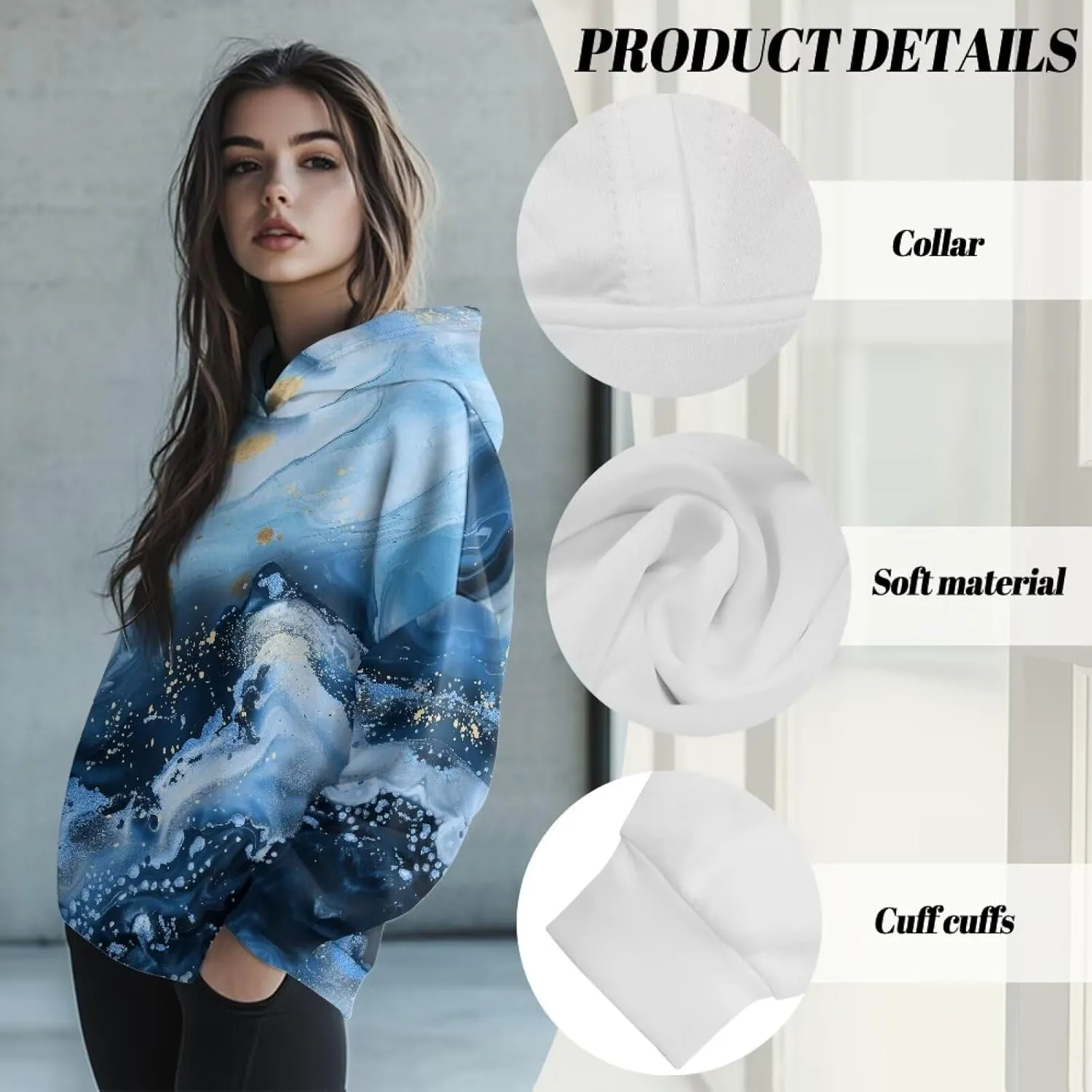 Womens Loose Hoodies Long Sleeve Sweatshirts Fall Outfits Winter Clothes Fashion Outfits, Casual Style S-2XL