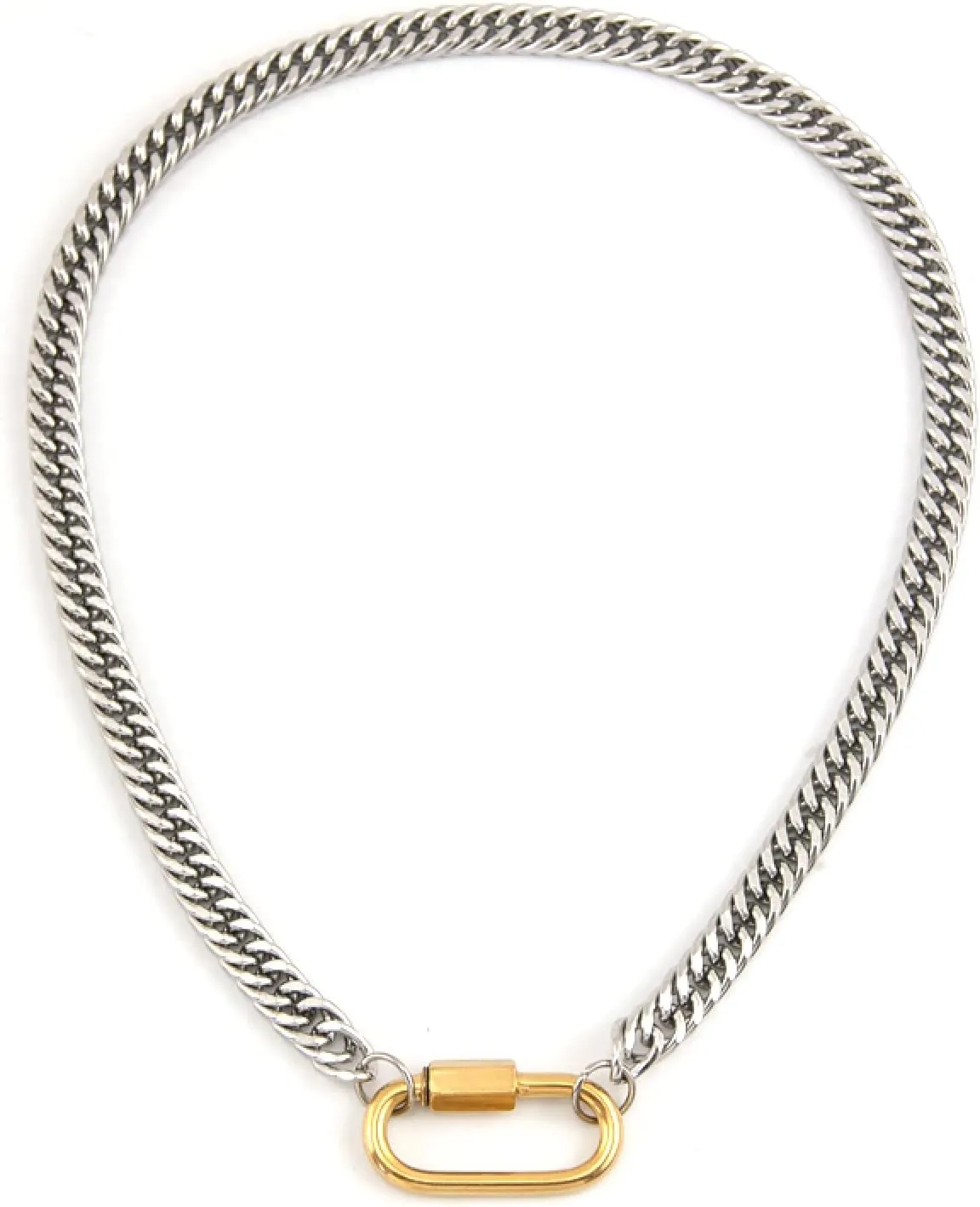 Women's necklace jewelry Men's and Women's Carabiner Zipper Thick Choker Heavy Chain Gold Jewelry gift
