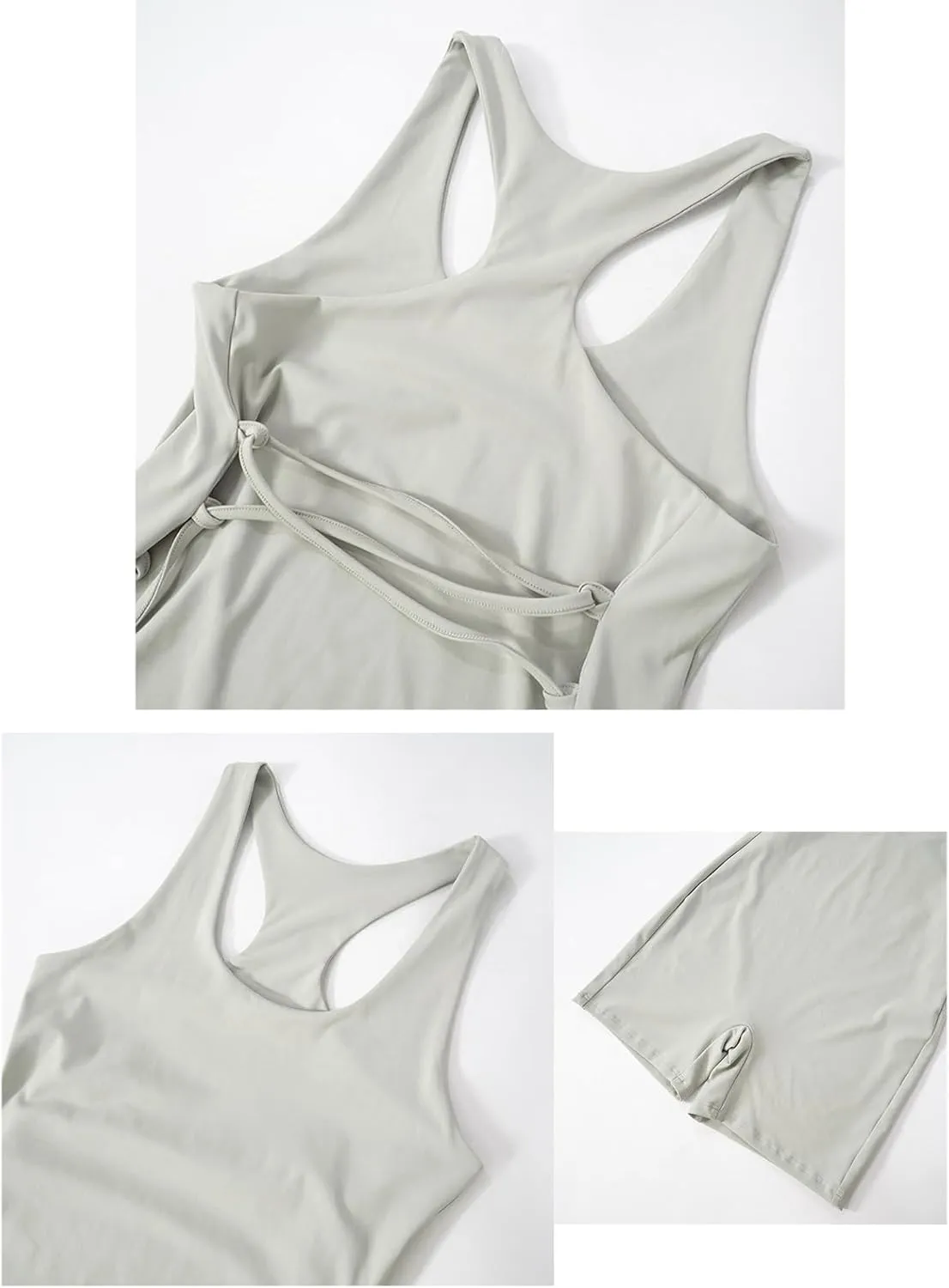Womens One Piece Workout Jumpsuits Wide-strap Tank Top Back Straps With Drawstrings Bodycon Yoga Romper