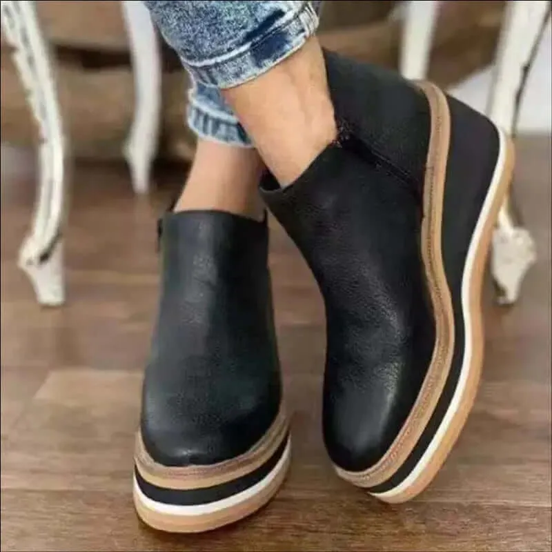 Women's Platform Ankle Boots with Zip