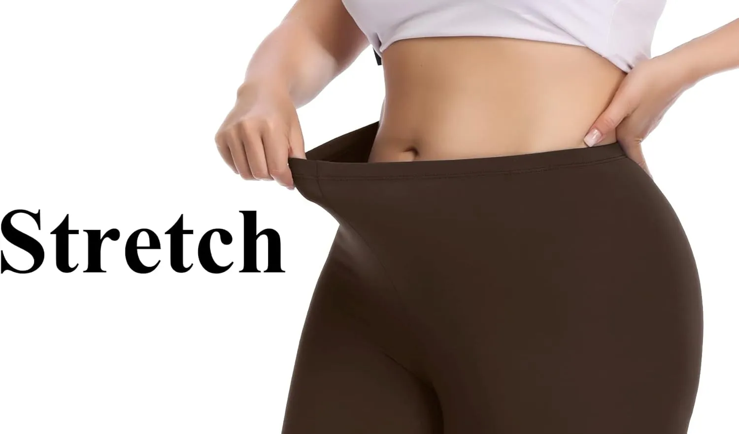 Women's Plus Size Lace Trim Capri Leggings Stretch Crop Leggings Soft Workout Yoga Tights Pants