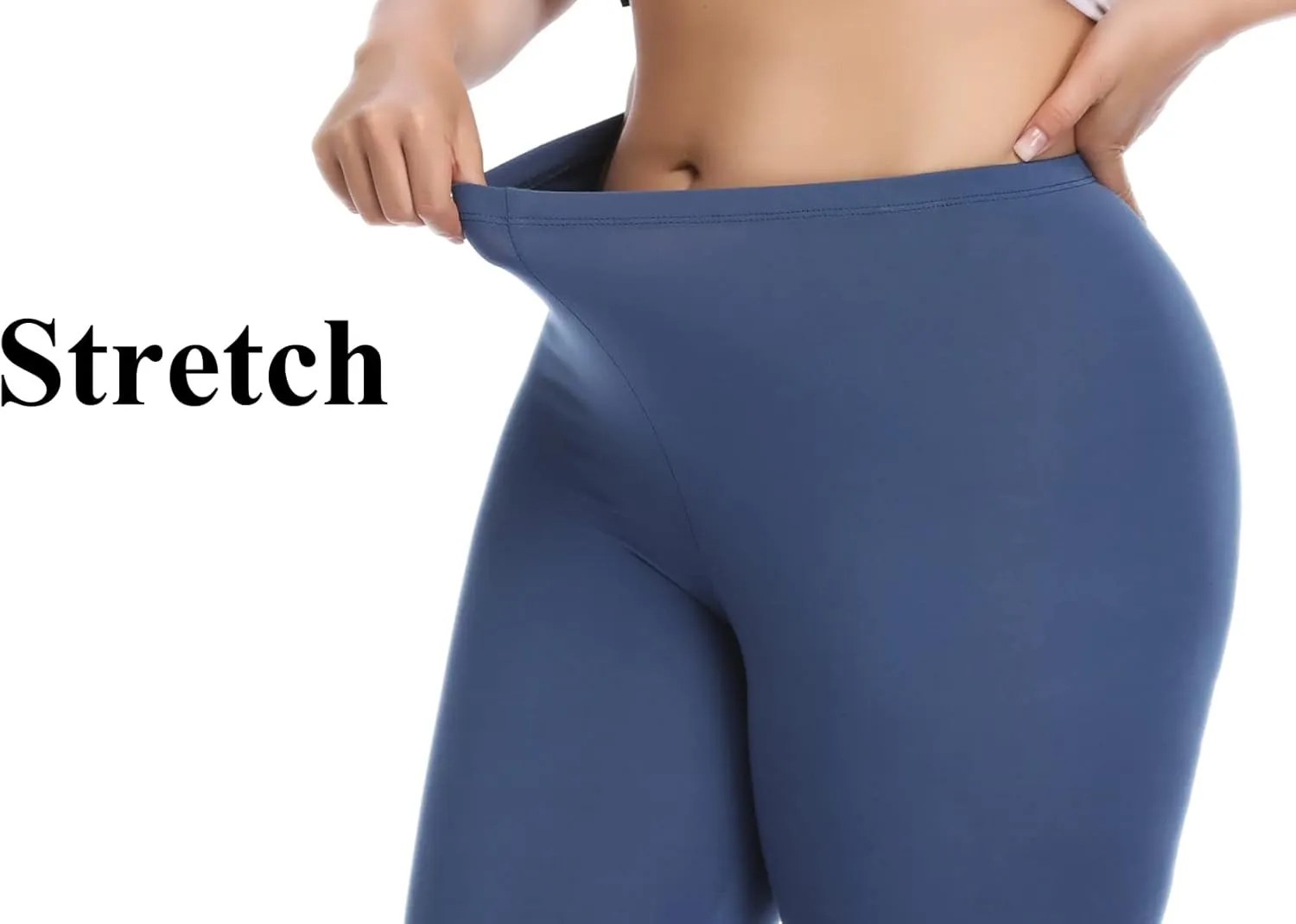 Women's Plus Size Lace Trim Capri Leggings Stretch Crop Leggings Soft Workout Yoga Tights Pants