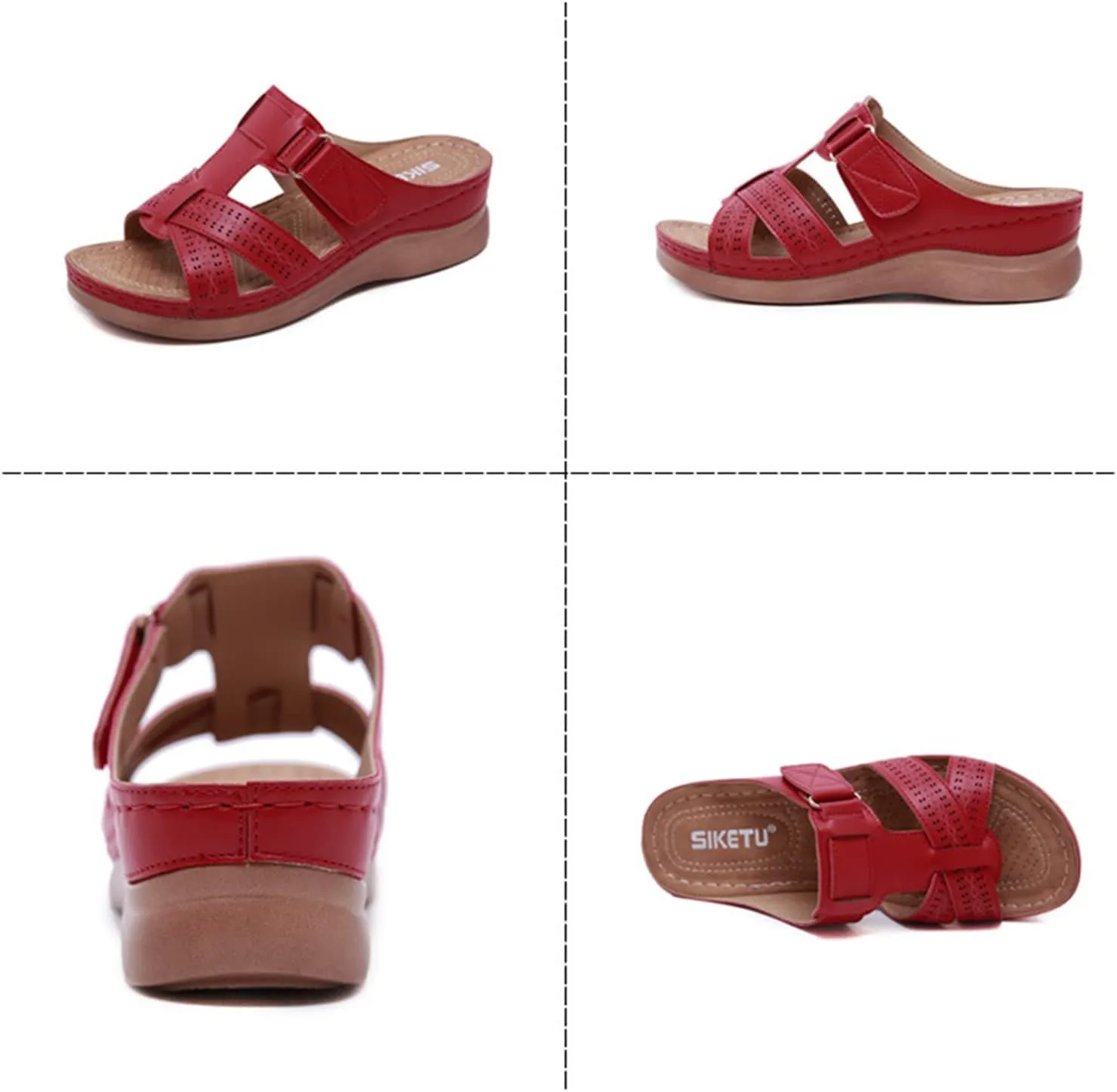 Womens Sandals Wedges Platform Non Slip Shoes Open Toe Walking Sandals Breathable Comfortable Beach Slippers Arch Support Flip Flops Wide Width Wedges for Summer Dressy