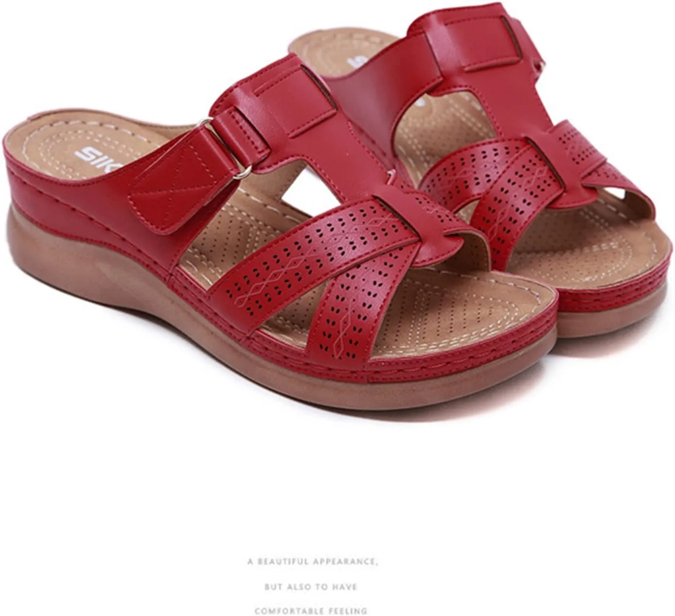 Womens Sandals Wedges Platform Non Slip Shoes Open Toe Walking Sandals Breathable Comfortable Beach Slippers Arch Support Flip Flops Wide Width Wedges for Summer Dressy
