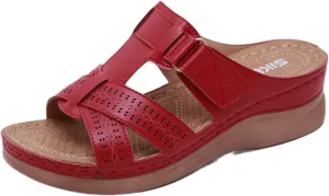 Womens Sandals Wedges Platform Non Slip Shoes Open Toe Walking Sandals Breathable Comfortable Beach Slippers Arch Support Flip Flops Wide Width Wedges for Summer Dressy
