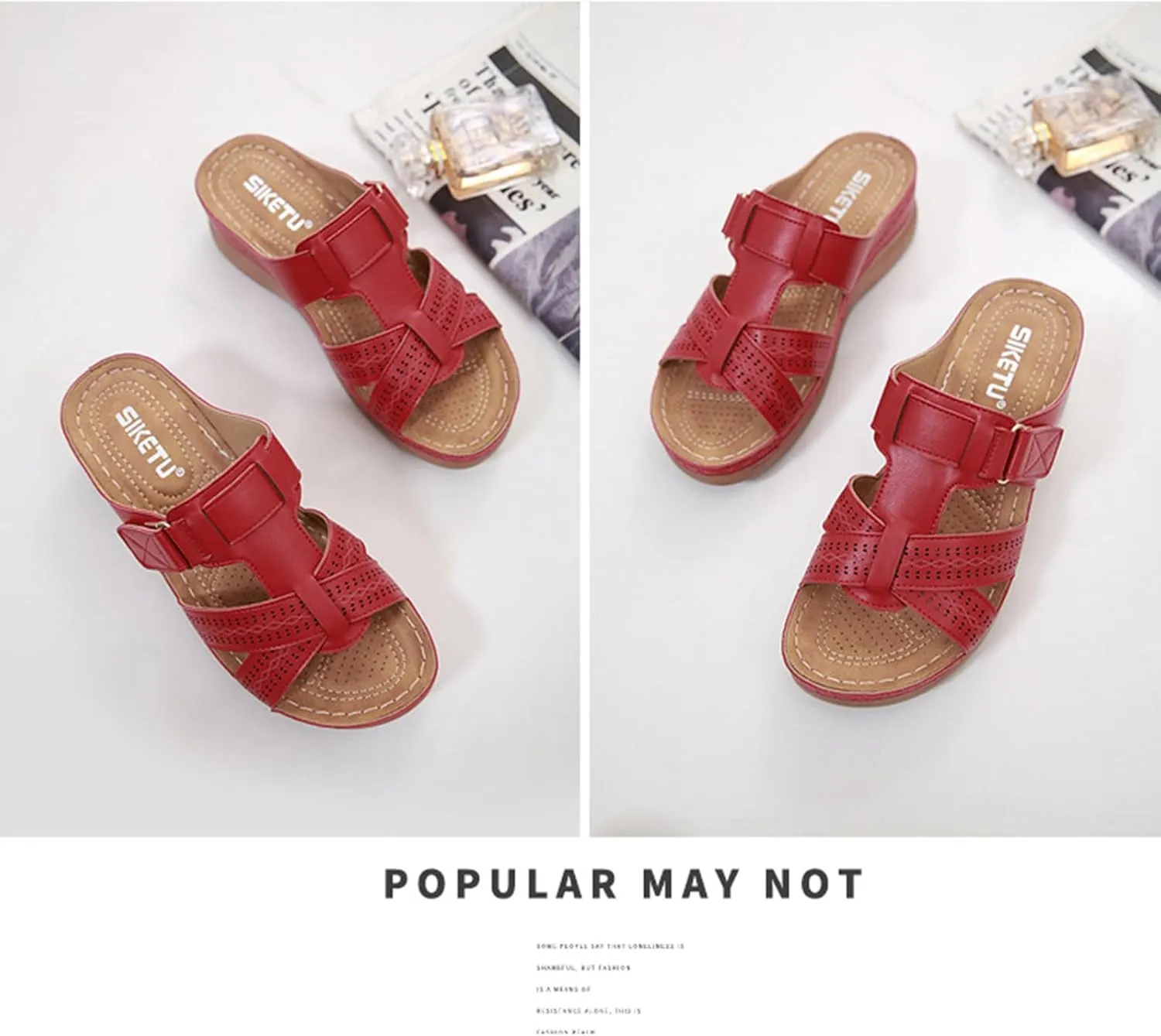 Womens Sandals Wedges Platform Non Slip Shoes Open Toe Walking Sandals Breathable Comfortable Beach Slippers Arch Support Flip Flops Wide Width Wedges for Summer Dressy