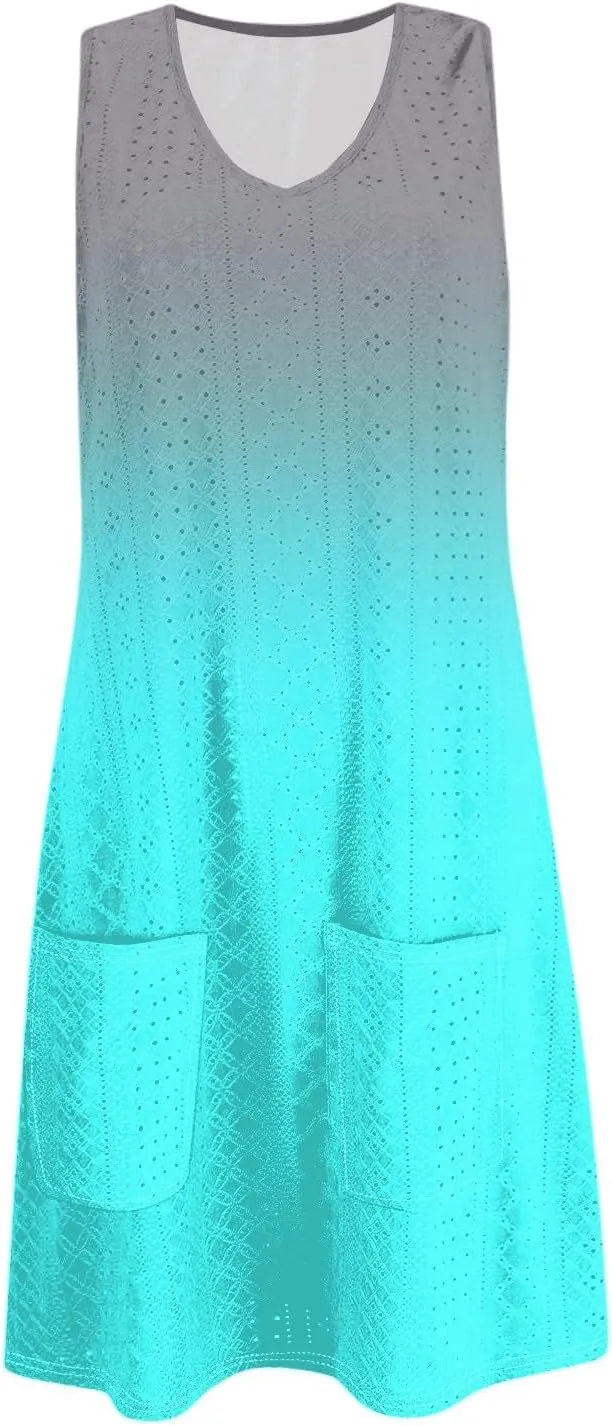 Womens Sleeveless Crew Neck Tank Dresses Casual Vacation Sundress 2025 Spring Summer Floral Hawaiian Beach Dress
