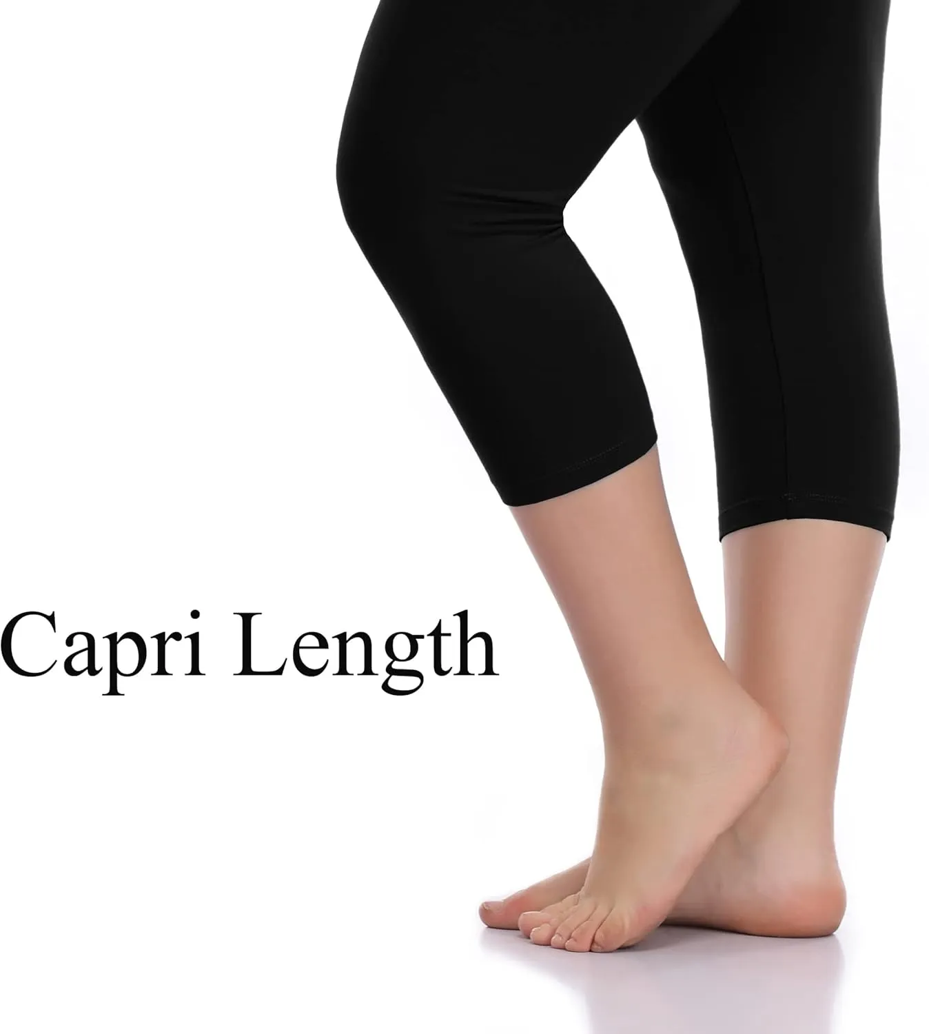 Women's Soft Capri Leggings Lightweight Cropped Leggings 3/4 Stretch Capris Yoga Pants - Rug & Plus