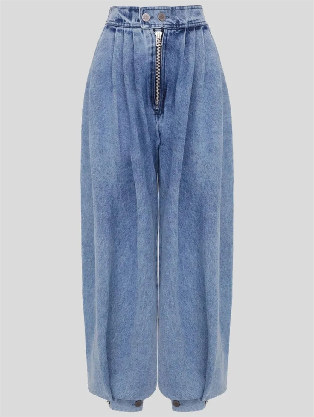 Womens Spring High Waist Jeans Zipper Denim Loose Harem Vintage Balloon Casual Essential Jeans