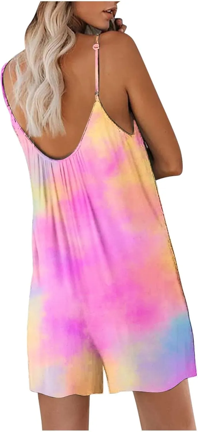 Women's Summer Jumpsuit 2024 Trendy Backless Sling Sleeveless Romper Shorts Casual Baggy Breathable Versatile Items