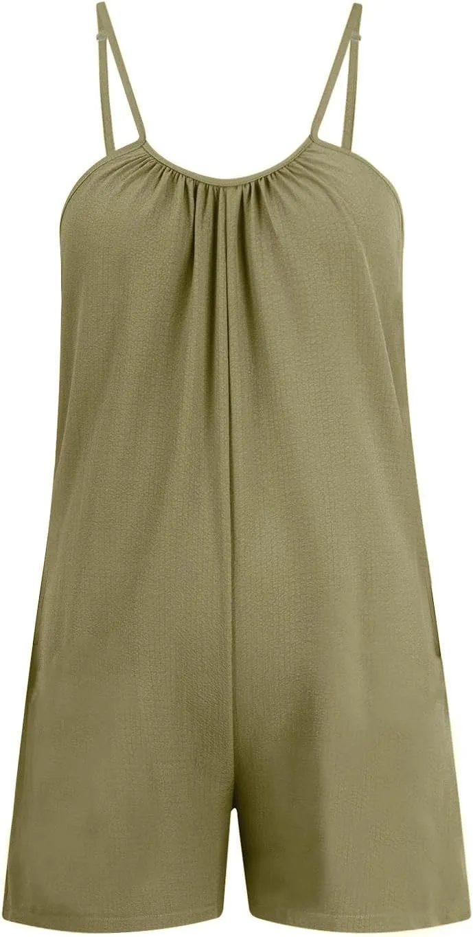 Women's Summer Jumpsuit 2024 Trendy Backless Sling Sleeveless Romper Shorts Casual Baggy Breathable Versatile Items