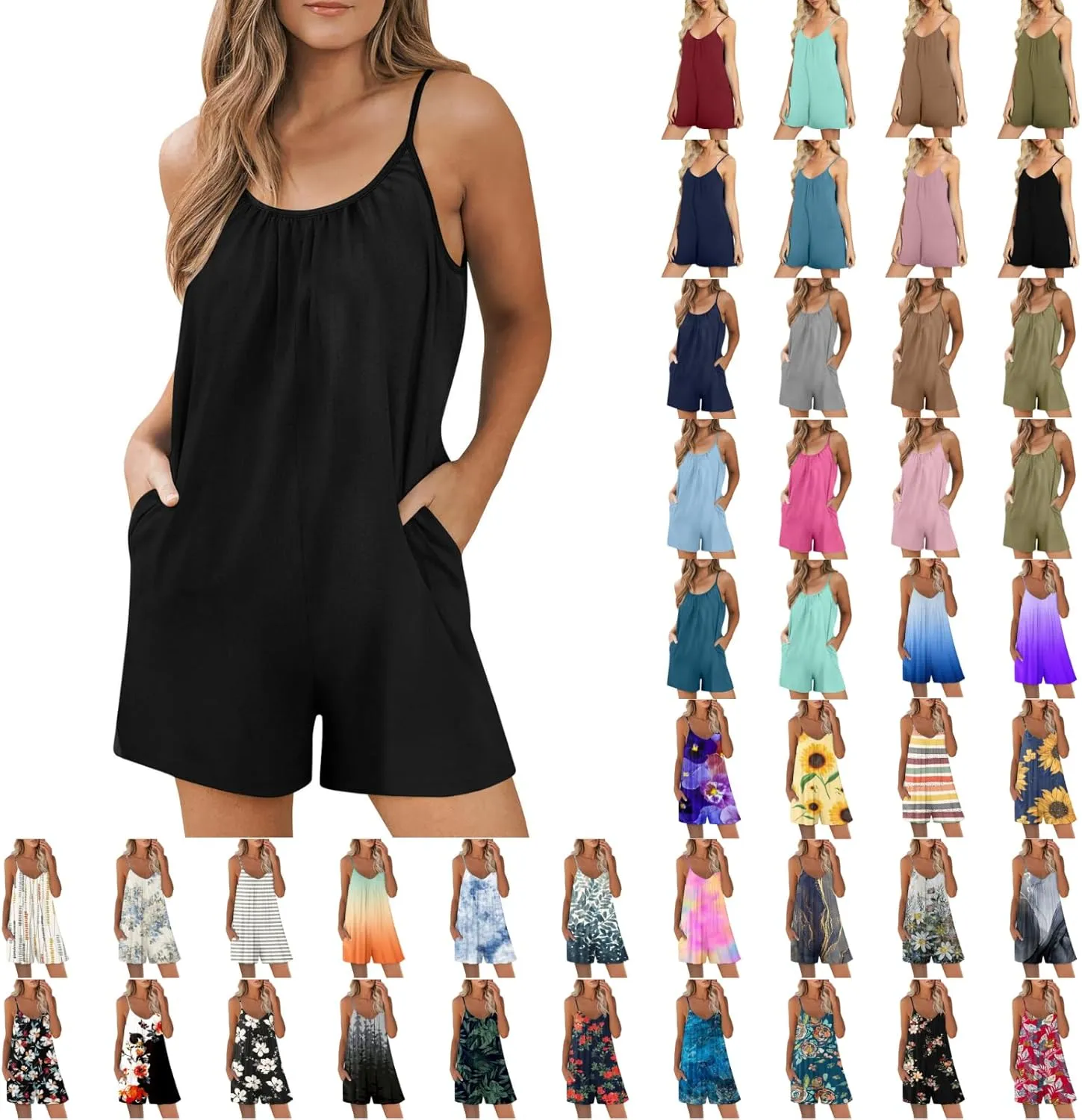 Women's Summer Jumpsuit 2024 Trendy Backless Sling Sleeveless Romper Shorts Casual Baggy Breathable Versatile Items