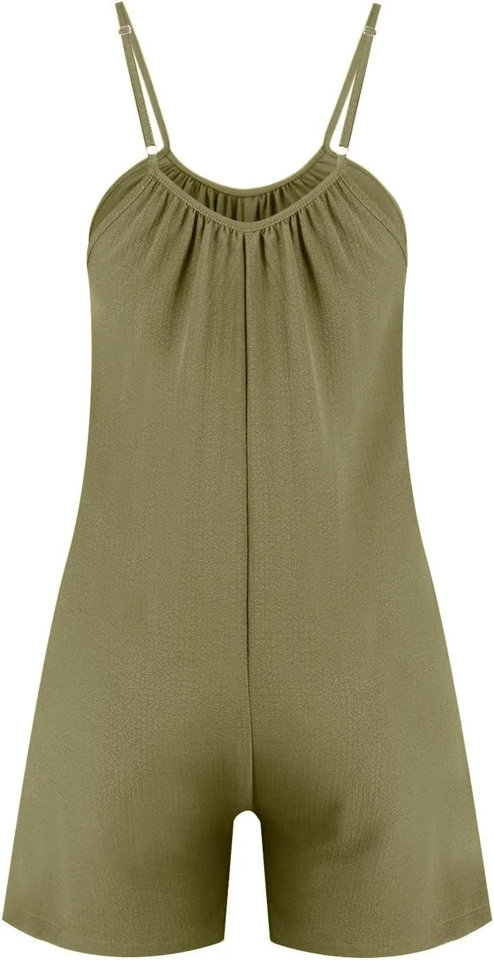 Women's Summer Jumpsuit 2024 Trendy Backless Sling Sleeveless Romper Shorts Casual Baggy Breathable Versatile Items