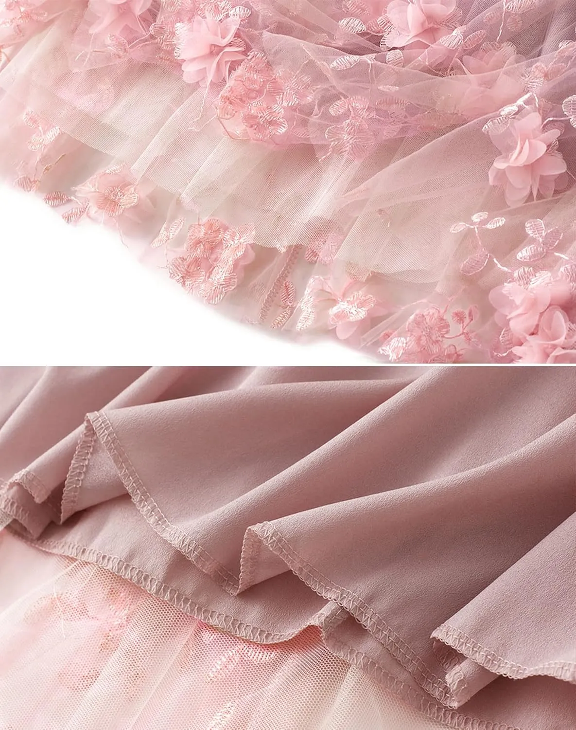 Women's Tulle Skirt Elastic Waist 3D Floral Print Tulle Skirts for Women