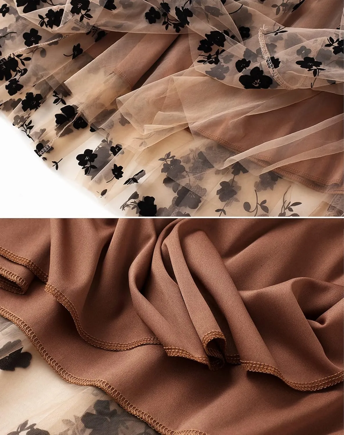 Women's Tulle Skirt Elastic Waist Floral Print Tulle Skirts for Women