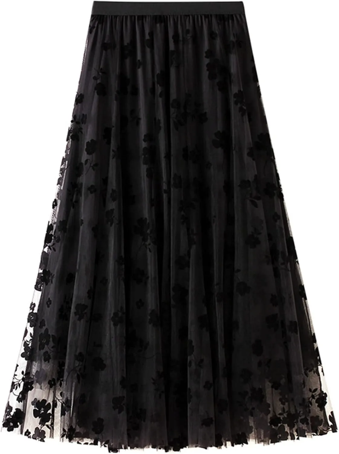Women's Tulle Skirt Elastic Waist Floral Print Tulle Skirts for Women