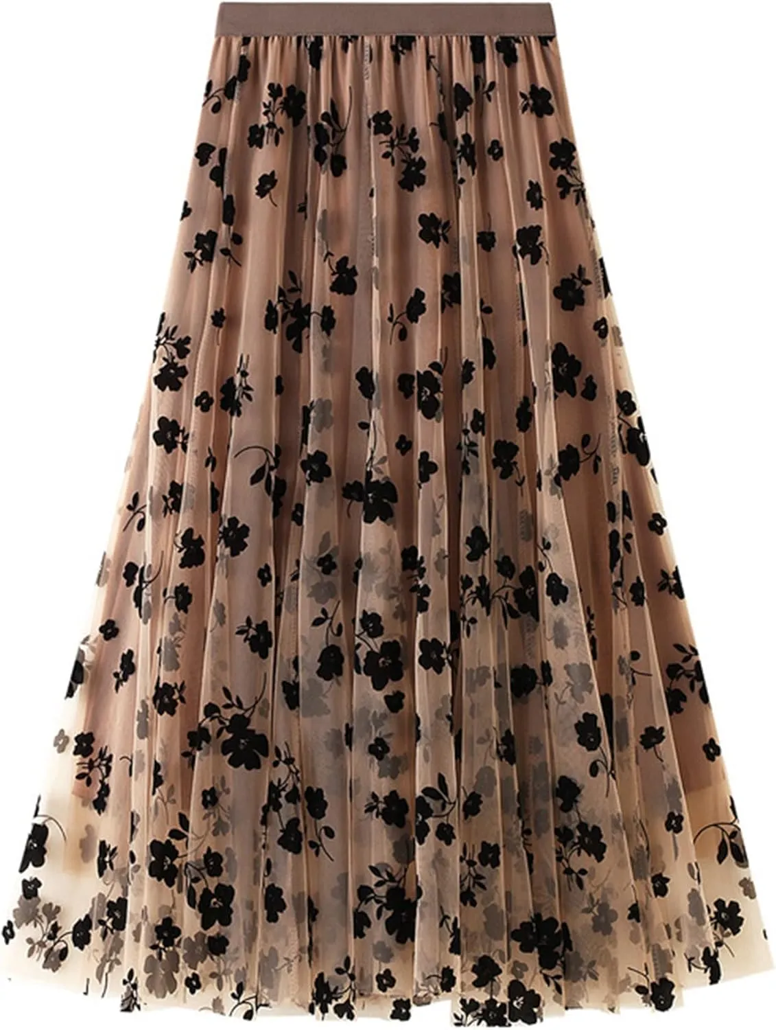 Women's Tulle Skirt Elastic Waist Floral Print Tulle Skirts for Women