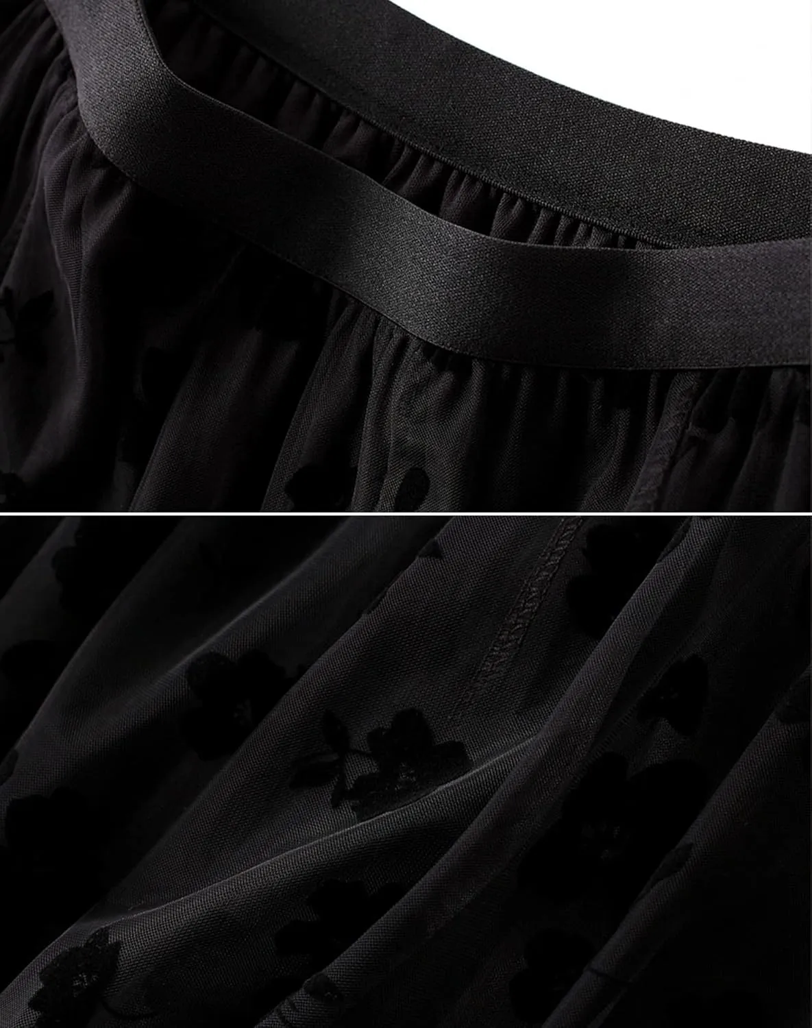 Women's Tulle Skirt Elastic Waist Floral Print Tulle Skirts for Women