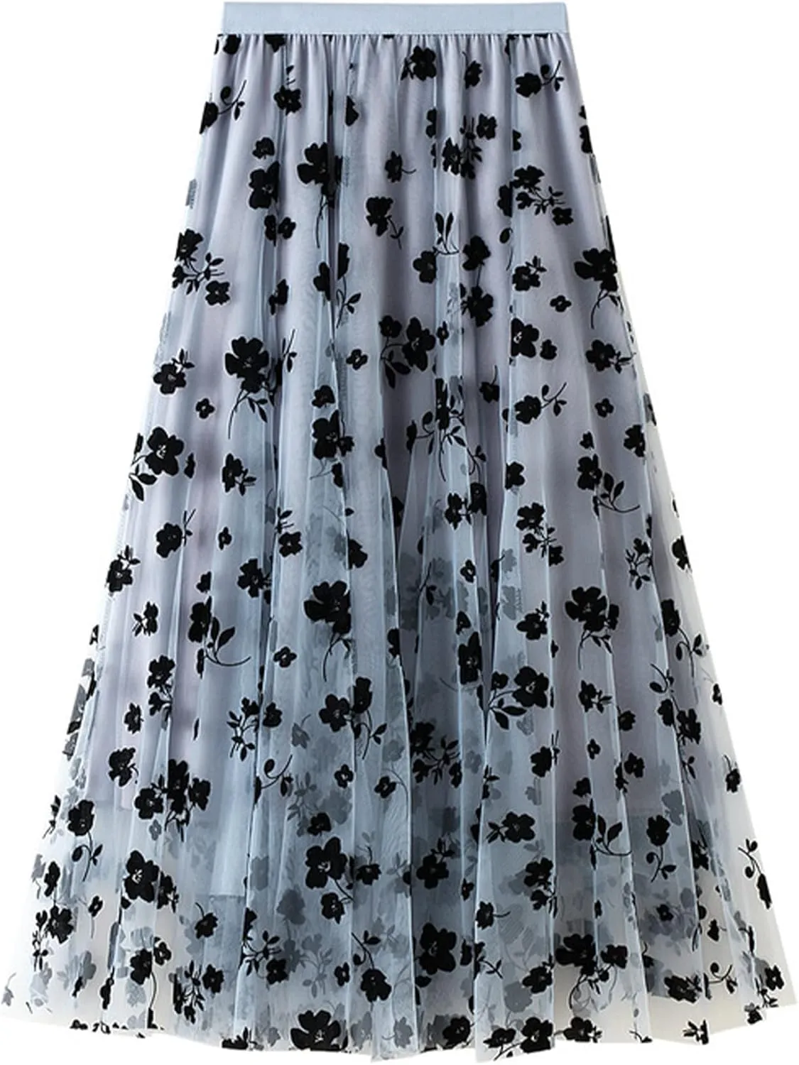 Women's Tulle Skirt Elastic Waist Floral Print Tulle Skirts for Women