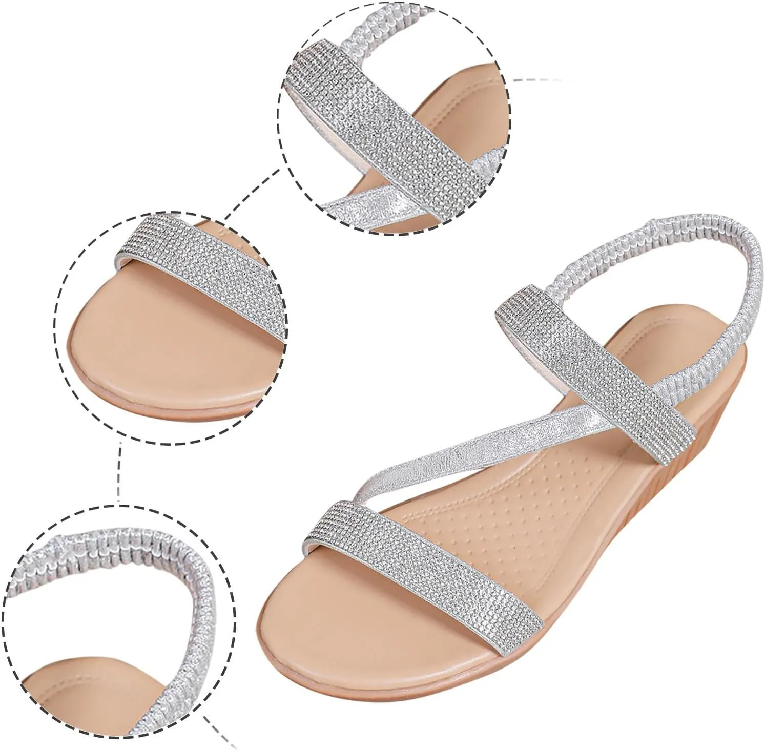 Women's Wedge Sandals with Plantar Fasciitis Casual Platform Open Toe Wedge Sandal Beach Non Slip Sandals
