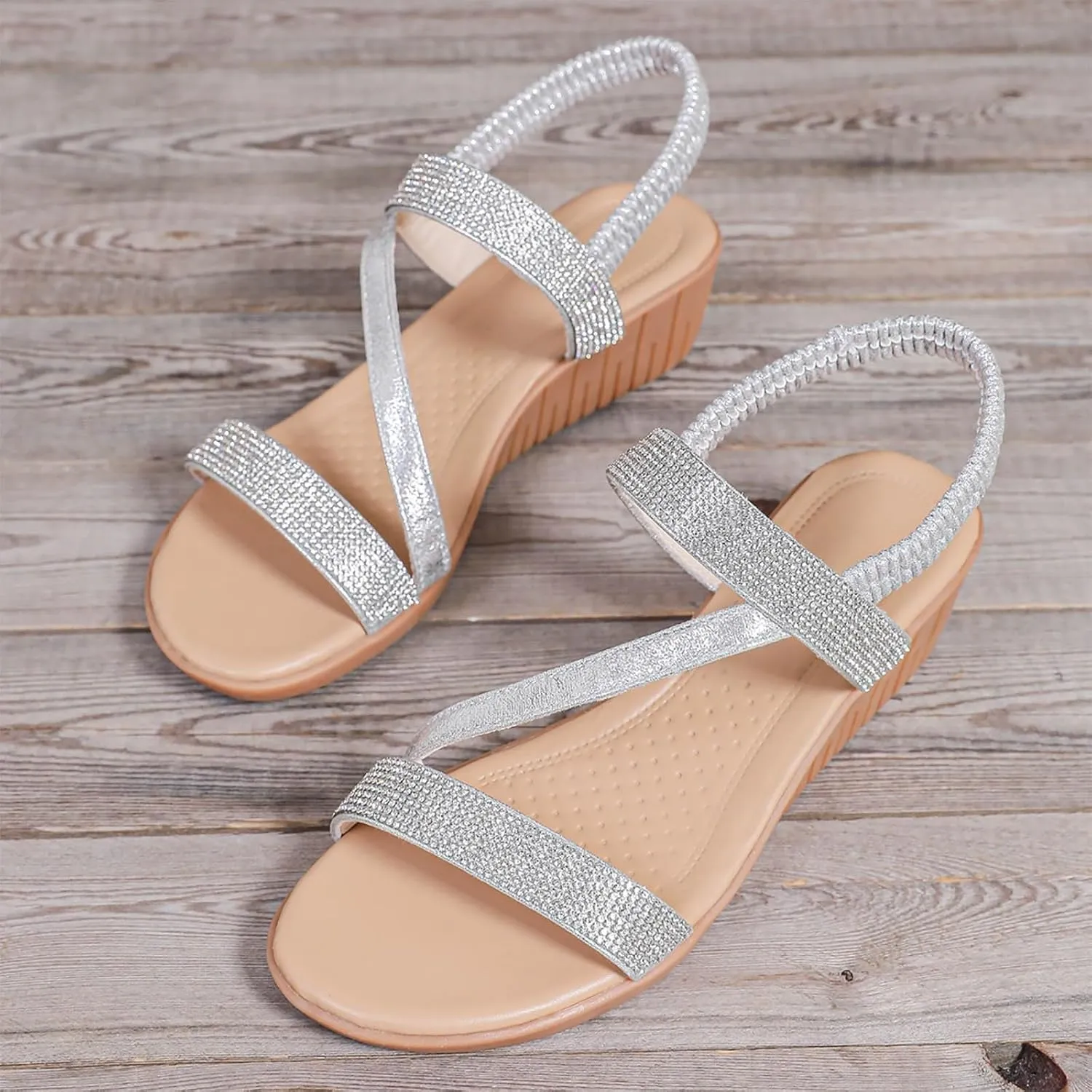 Women's Wedge Sandals with Plantar Fasciitis Casual Platform Open Toe Wedge Sandal Beach Non Slip Sandals