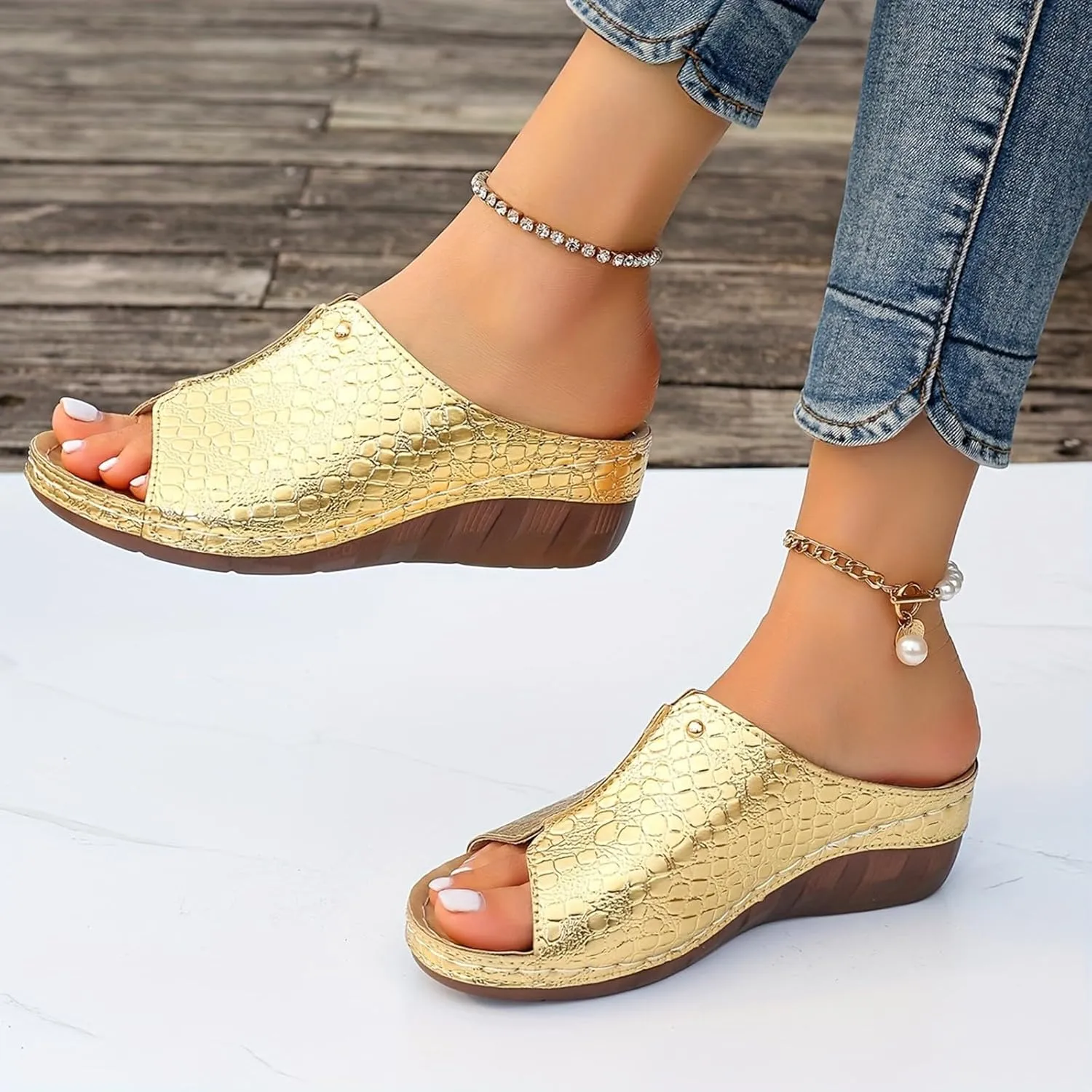Women's Wedge Sandals with Plantar Fasciitis Casual Platform Open Toe Wedge Sandal Orthopedic Hiking Sandals