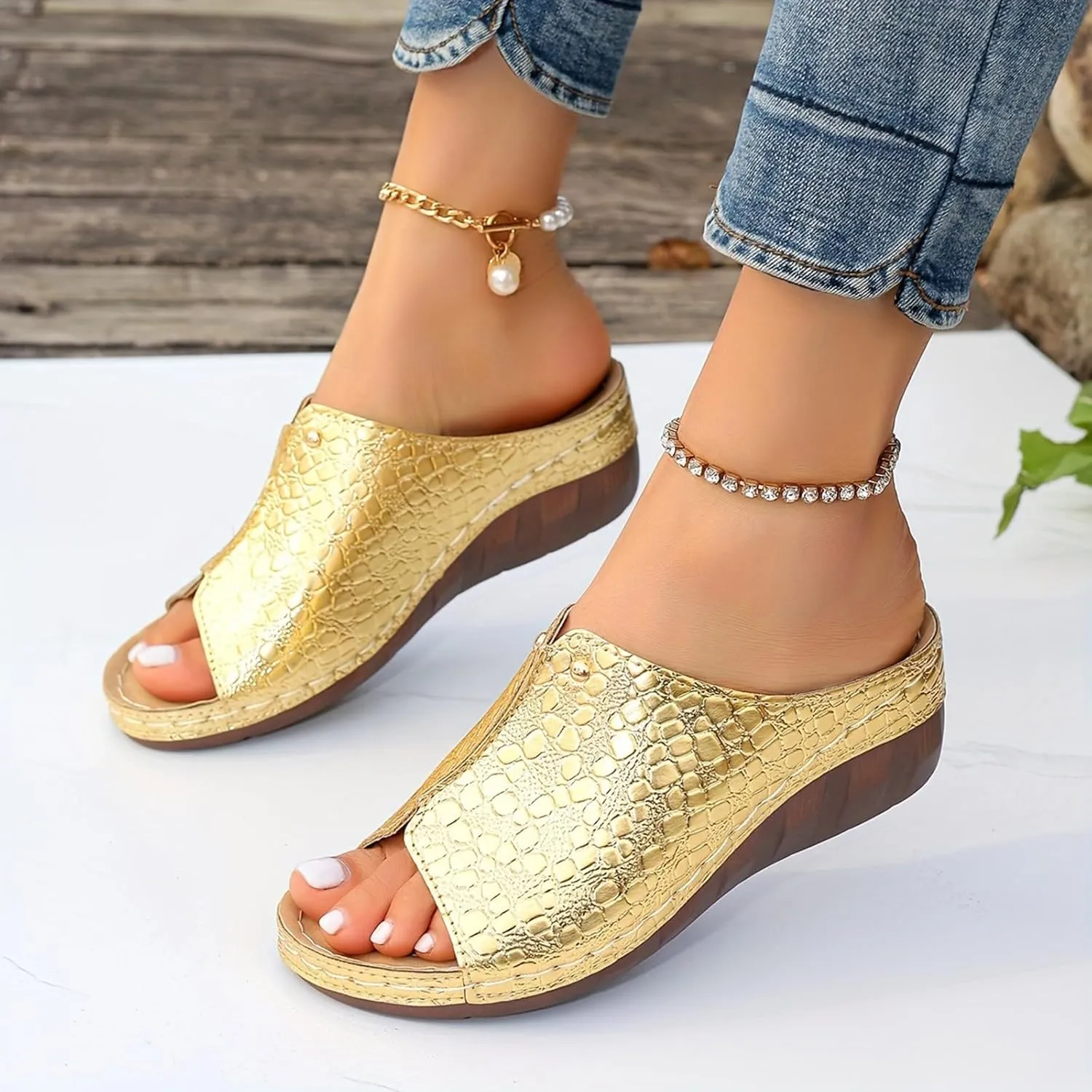 Women's Wedge Sandals with Plantar Fasciitis Casual Platform Open Toe Wedge Sandal Orthopedic Hiking Sandals