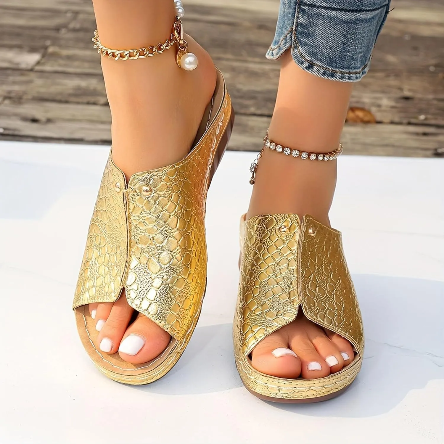 Women's Wedge Sandals with Plantar Fasciitis Casual Platform Open Toe Wedge Sandal Orthopedic Hiking Sandals