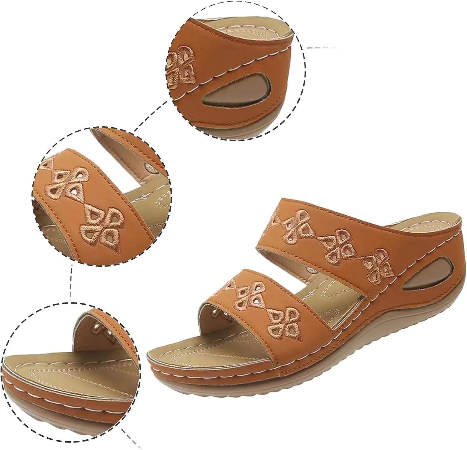 Women's Wedge Sandals with Plantar Fasciitis Slip on Wedge Sandal Comfortable Shoes Casual Sandals for Women