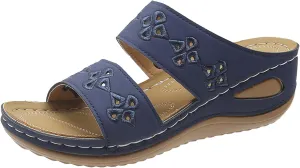 Women's Wedge Sandals with Plantar Fasciitis Slip on Wedge Sandal Comfortable Shoes Casual Sandals for Women