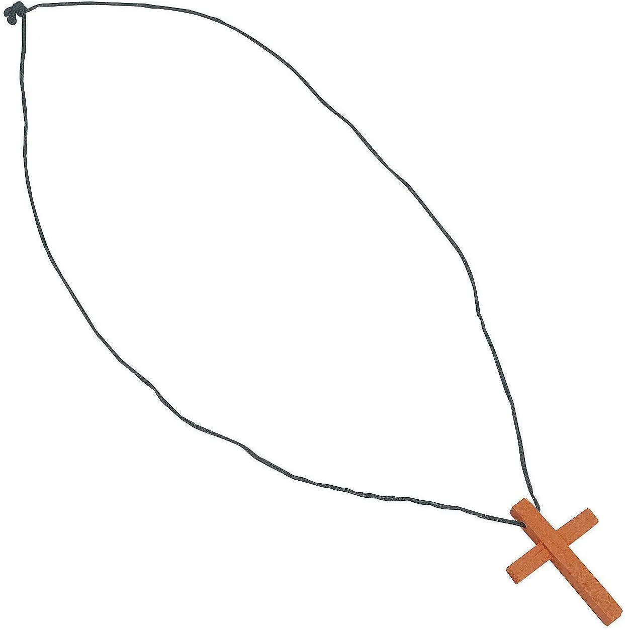 Wood Cross on Cord Pendant (1 DOZEN) - BULK