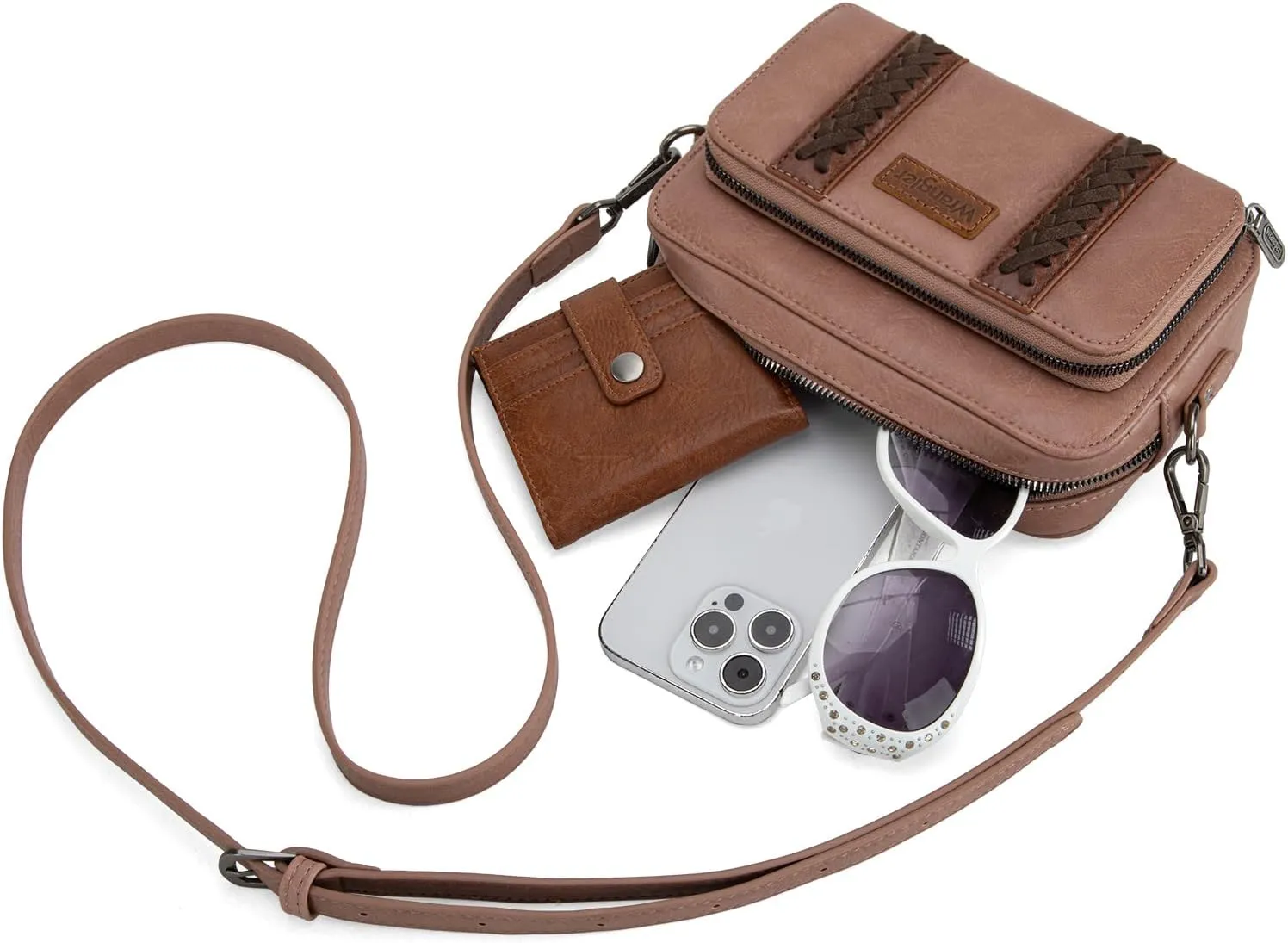 Wrangler Crossbody Bag for Women Shoulder Purse Small Multi Pocket Crossover Bag with Adjustable Strap