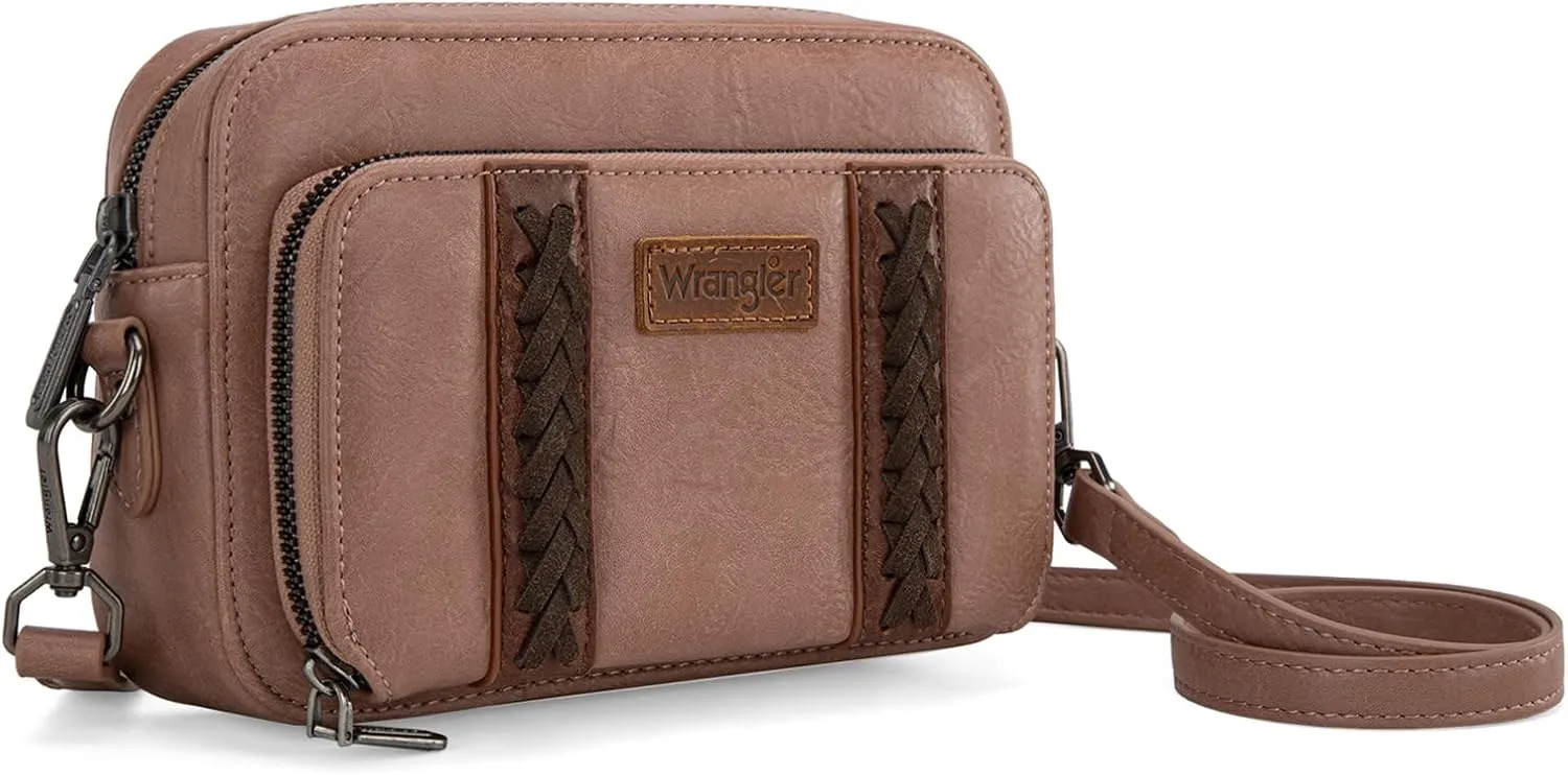 Wrangler Crossbody Bag for Women Shoulder Purse Small Multi Pocket Crossover Bag with Adjustable Strap
