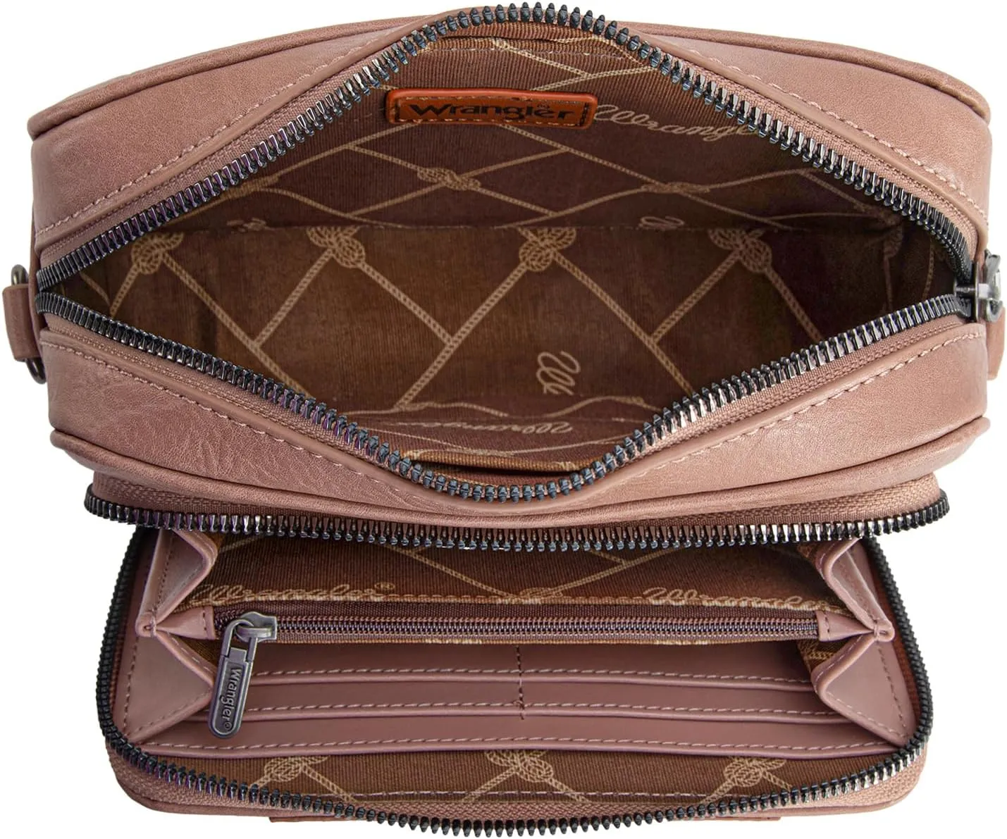 Wrangler Crossbody Bag for Women Shoulder Purse Small Multi Pocket Crossover Bag with Adjustable Strap