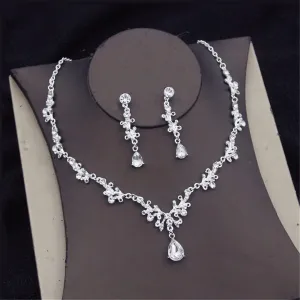 Wvapzxx Baroque Crystal Bridal Jewelry Sets Women Bride Necklace Set Earring Necklace Wedding Jewelry Set
