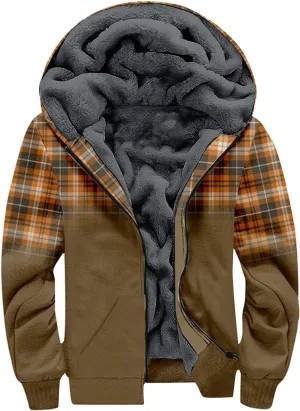 XIAXOGOOL Graphic Zip Up Hoodies For Men Xmas Hoodie Heavyweight Fleece Sweatshirt Thick Sherpa Lined Warm Winter Jacket