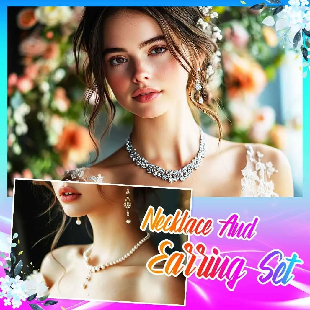 Yean Wedding Jewelry Sets Silver Rhinestone Necklace and Earrings Crystal Prom Jewelry Necklace for Women