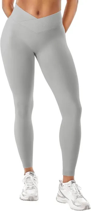 YEOREO Women Hidden Scrunch Impact Leggings V Cross Waist Leggings Butt Booty Lifting Gym Pants