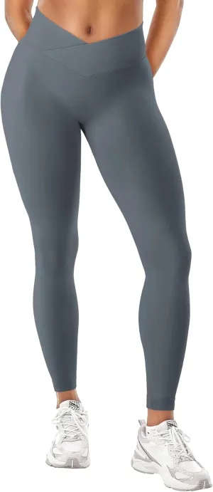 YEOREO Women Hidden Scrunch Impact Leggings V Cross Waist Leggings Butt Booty Lifting Gym Pants