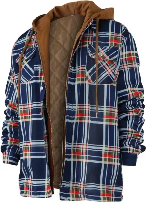 Ymosrh Men's Zip Hoodies Up Hoodie Quilted Lined Pullover Sweatshirts Casual Jacket Coat Hoodie, M-5XL