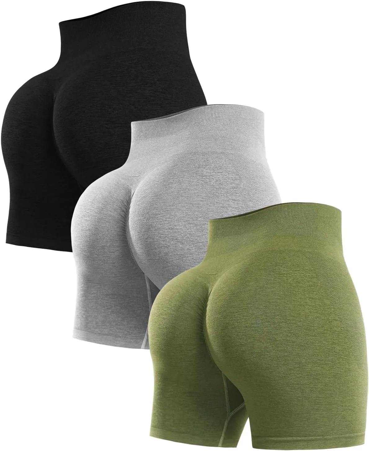 YNNTHY 3 Piece Gym Shorts Women High Waisted Scrunch Butt Workout Shorts Seamless Yoga Biker Shorts