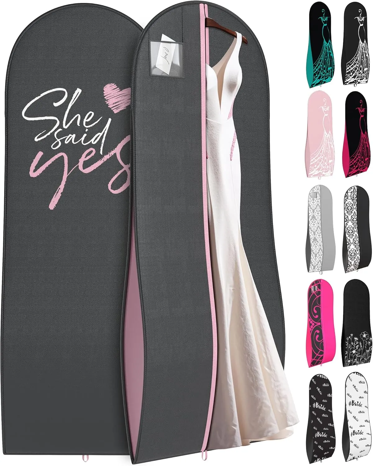 Your Bags 72" Tapered Long Dress Bags for Gowns - Wedding Dress Garment Bag for Dresses - Long Garment Bag for Hanging Clothes & Closet Storage and Travel for Women with ID Window