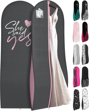 Your Bags 72" Tapered Long Dress Bags for Gowns - Wedding Dress Garment Bag for Dresses - Long Garment Bag for Hanging Clothes & Closet Storage and Travel for Women with ID Window