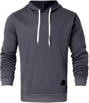 ZEFOTIM Casual Big and Tall Hoodies for Men Soild Color Plus Size Sweatshirt Sports Baggy Long Sleeve Drawstring Hoodie
