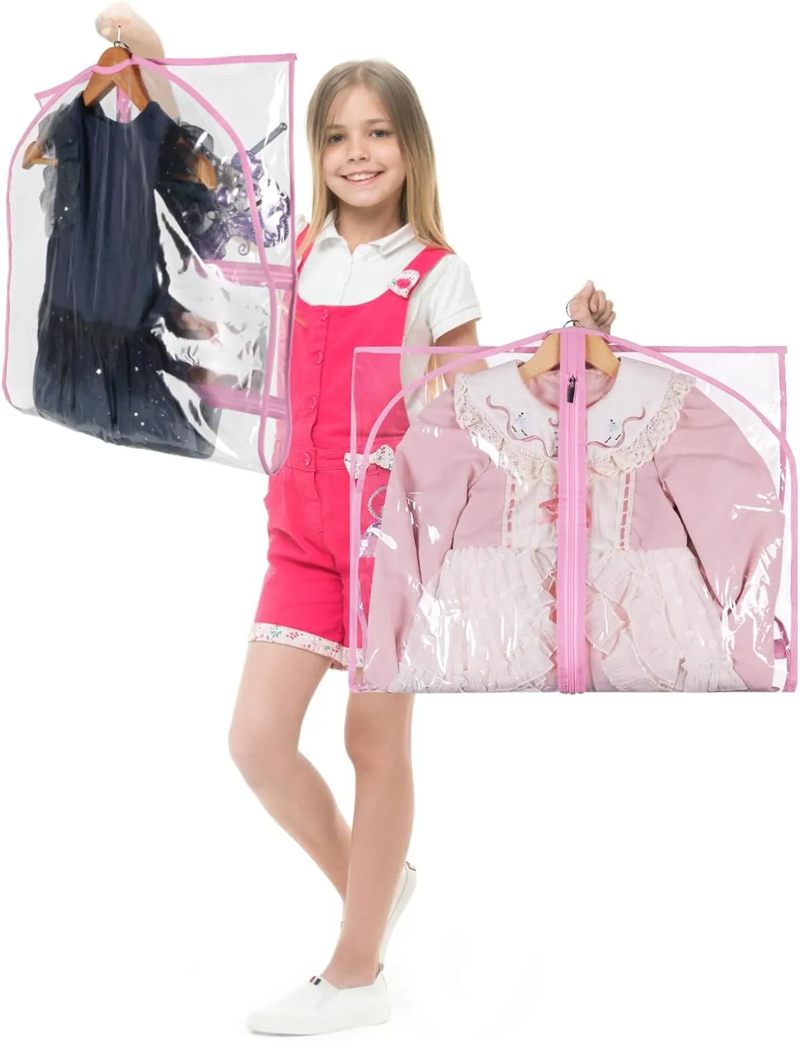 Zilink Clear Dance Garment Bags for Dancers 40 Dance Costume Garment Bag Dance Competition Must Haves with 3 Clear Zipper Pockets for Dance Competitions Set of 4 [Upgraded Version]