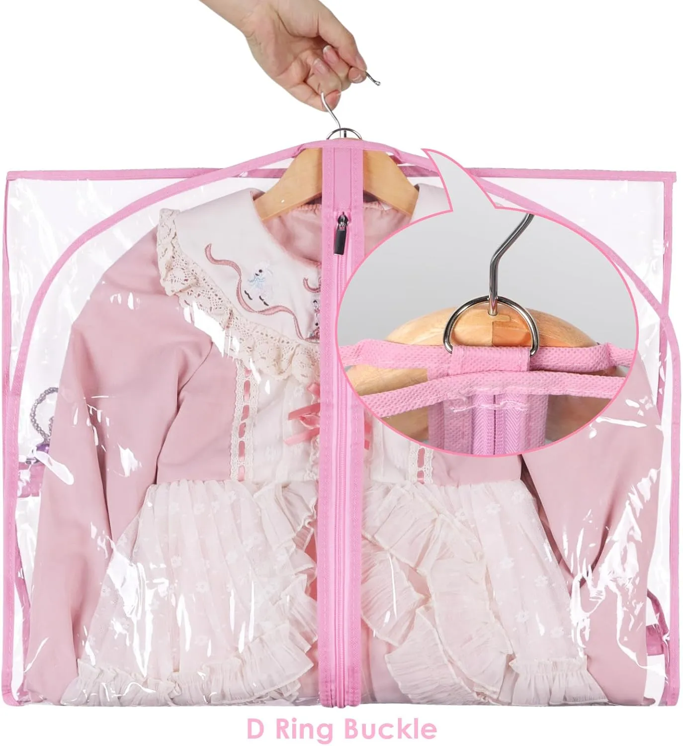 Zilink Clear Dance Garment Bags for Dancers 40 Dance Costume Garment Bag Dance Competition Must Haves with 3 Clear Zipper Pockets for Dance Competitions Set of 4 [Upgraded Version]