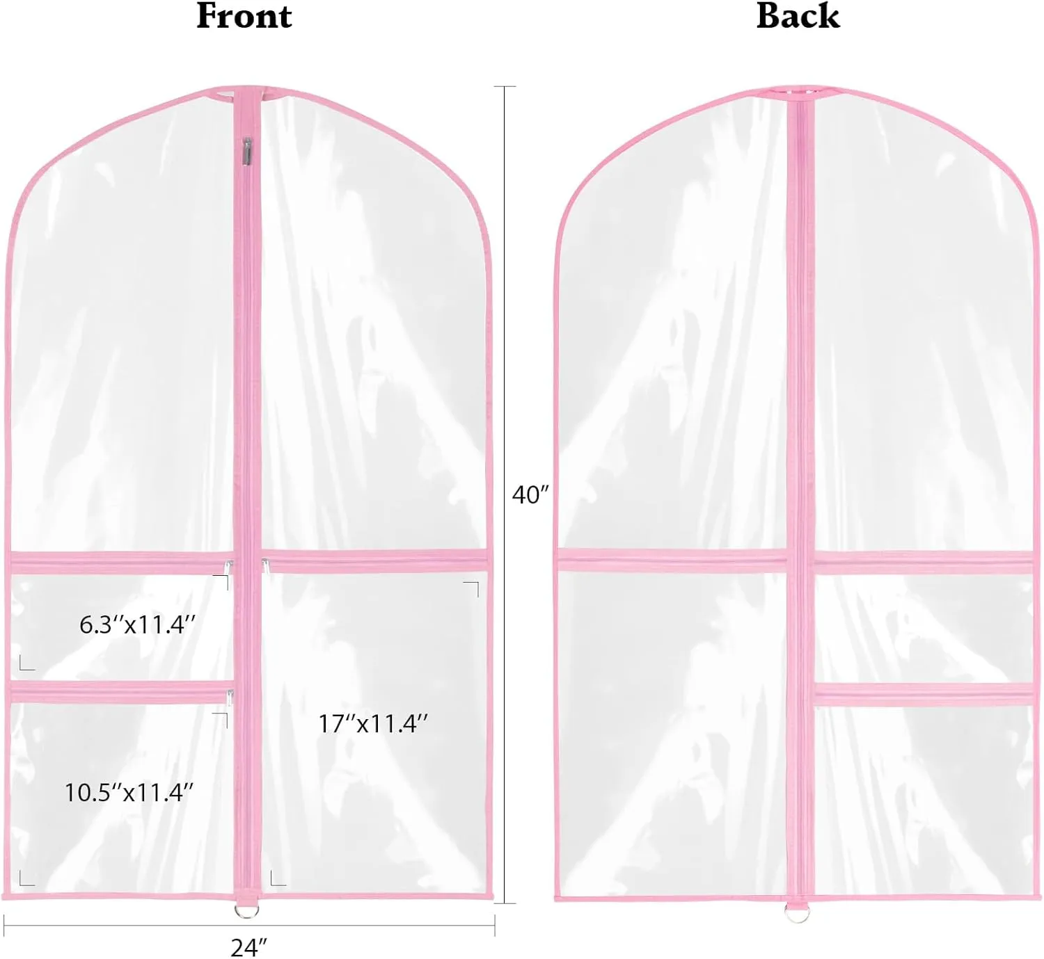 Zilink Clear Dance Garment Bags for Dancers 40 Dance Costume Garment Bag Dance Competition Must Haves with 3 Clear Zipper Pockets for Dance Competitions Set of 4 [Upgraded Version]