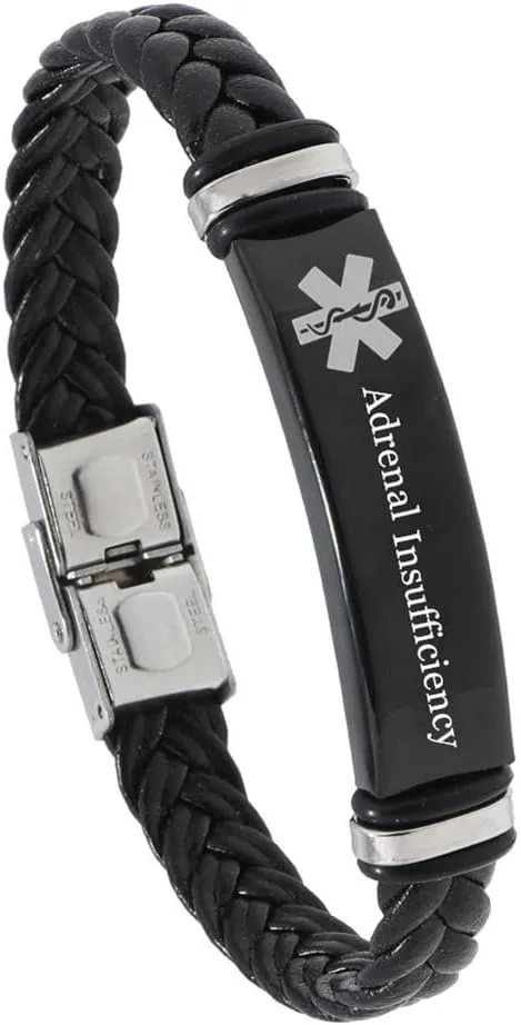 ZKXXJ Free Engraving Custom Medical Alert ID Bracelet for Men Women - Laser Engraved Medical Leather Wristband Sos Emergency Identification Bracelets Healthy ICE Allergy Bracelet for Him Her